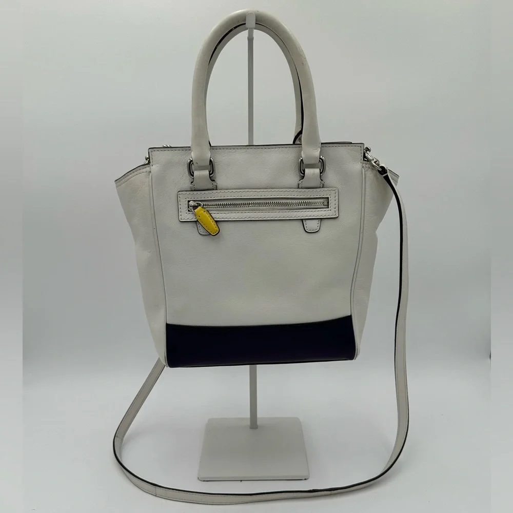 Coach Mini Tanner 48878 Chalk & Purple Colorblock Leather Crossbody - Picture 2 of 11